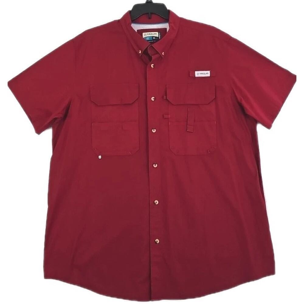 Magellan Outdoors~Men's Size 2XL~ Red Vented Button Down Hunting Shirt Fish Gear